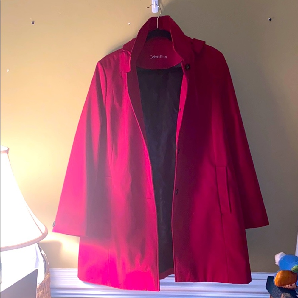 Calvin Klein red rain jacket